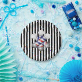 Paper Plates, Black & White Stripe Barber Pole ペーパープレート (パーティー)