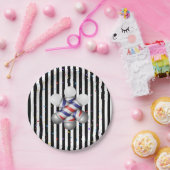 Paper Plates, Black & White Stripe Barber Pole ペーパープレート (パーティー)