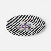 Paper Plates, Black & White Stripe Barber Pole ペーパープレート (アングル)