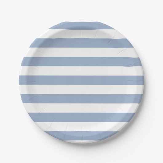 Paper Plates, Blue & White Stripe Birthday ペーパープレート (正面)