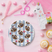 Paper Plates, Blue & White Stripe Birthday ペーパープレート (パーティー)