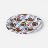 Paper Plates, Blue & White Stripe Birthday ペーパープレート (アングル)