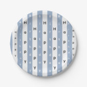 Paper Plates, Blue & White Stripe Birthday ペーパープレート (正面)