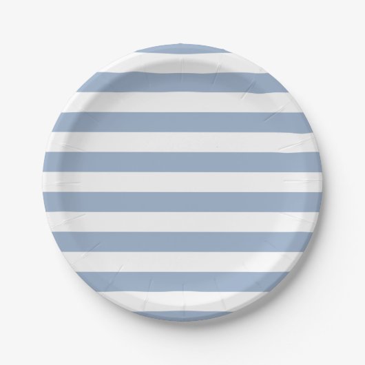 Paper Plates, Blue & White Stripe Birthday ペーパープレート (正面)
