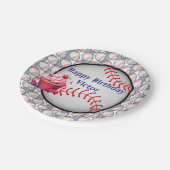 Paper Plates, Blue White Stripe Birthday Baseball ペーパープレート (アングル)