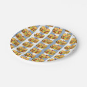 Paper Plates, Blue & White Stripe Chicken Sandwich ペーパープレート (アングル)