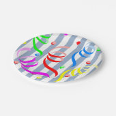 Paper Plates, Blue & White Stripe Confetti ペーパープレート (アングル)