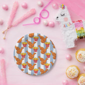 Paper Plates, Blue & White Stripe French Fries ペーパープレート (パーティー)