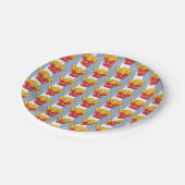 Paper Plates, Blue & White Stripe French Fries ペーパープレート (アングル)