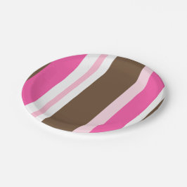 Paper Plates Brown & Pink Stripe ペーパープレート