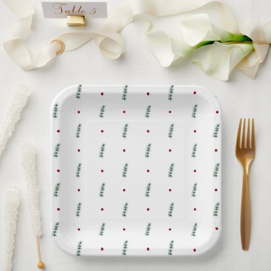 Paper Plates - Christmas Winter Floral Pattern ペーパープレート (ウェディング)