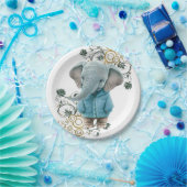 Paper Plates, Floral Blue Elephant  ペーパープレート (パーティー)