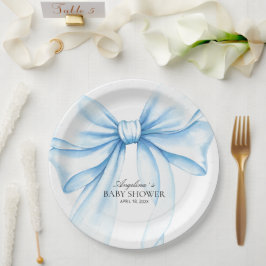  Paper Plates for baby shower with adorable bow. ペーパープレート