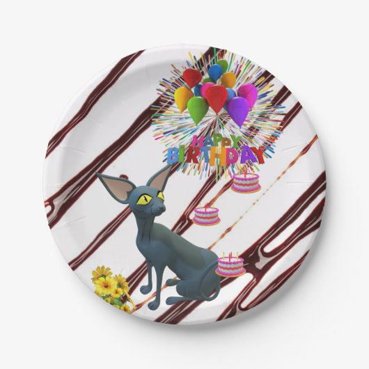 Paper Plates,  Fudge Happy Birthday Cats  ペーパープレート (正面)