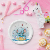 Paper Plates,  Happy Blue Elephant  ペーパープレート (パーティー)