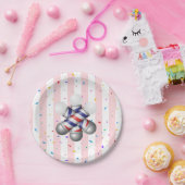 Paper Plates, Pink & White Stripe Barber Pole  ペーパープレート (パーティー)