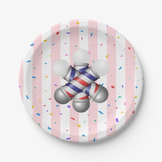 Paper Plates, Pink & White Stripe Barber Pole  ペーパープレート (正面)