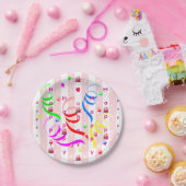 Paper Plates, Pink & White Stripe Birthday ペーパープレート (パーティー)