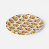 Paper Plates, Pink & White Stripe Chicken Sandwich ペーパープレート (アングル)