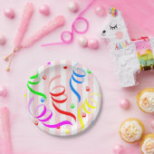 Paper Plates,  Pink & White Stripe Confetti ペーパープレート (パーティー)