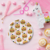 Paper Plates, Pink & White Stripe Hotdog Hamburger ペーパープレート (パーティー)