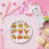 Paper Plates, Pink & White Tacos Stripe  ペーパープレート (パーティー)