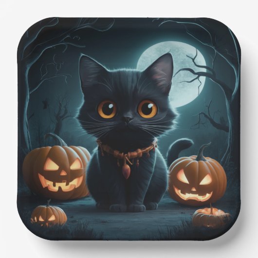 Paper Plates Série 1 Black Cat 18 ペーパープレート (正面)