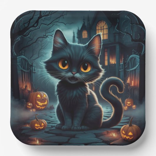 Paper Plates Série 1  Black Cat 20 ペーパープレート (正面)