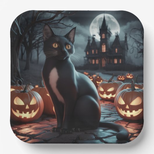 Paper Plates Série 1 Black Cat 21 ペーパープレート (正面)