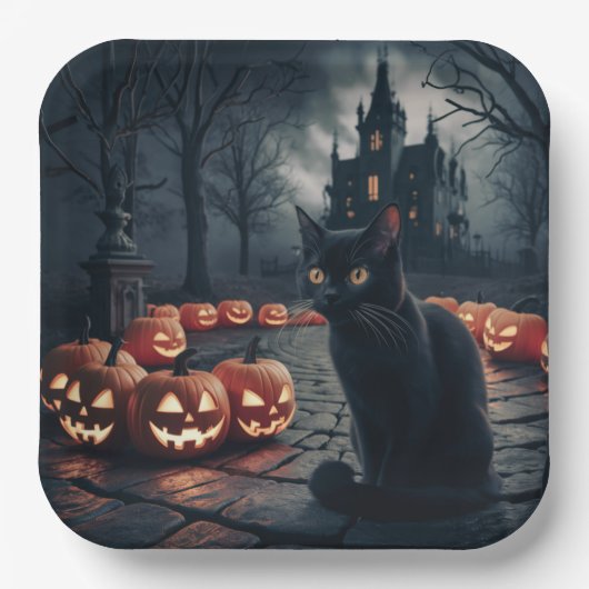 Paper Plates Série 1 Black Cat 22 ペーパープレート (正面)