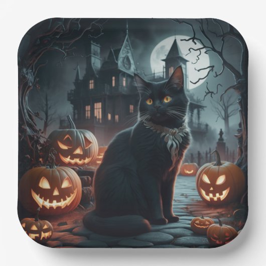 Paper Plates Série 1 Black Cat 23 ペーパープレート (正面)