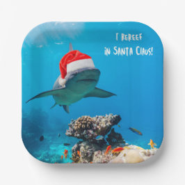Paper plates, Shark Christmas ペーパープレート