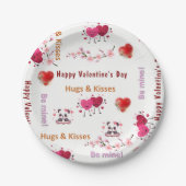 Paper plates Valentine's Day Couple Red Hearts ペーパープレート (正面)