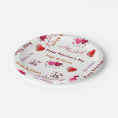 Paper plates Valentine's Day Couple Red Hearts ペーパープレート (アングル)
