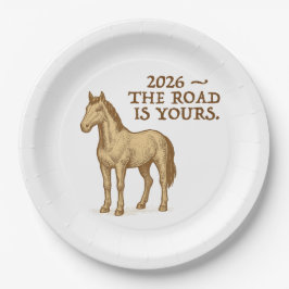 Paper Plates with motivational text and horse ペーパープレート