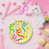 Paper Plates, Yellow & White Stripe Confetti ペーパープレート (パーティー)