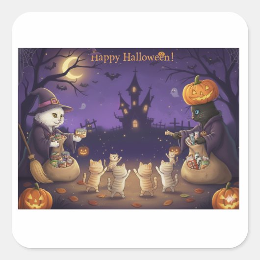 Paper&Pukku ハッピーハロウィン！ スクエアシール (正面)