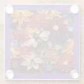 Paper Quilling Design Bee surrounded by Flowers ガラスコースター (裏面)