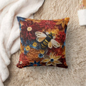 Paper Quilling Design Bee surrounded by Flowers クッション (ブランケット)