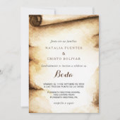 Paper Scroll Rustic Country Wedding 招待状 (正面)