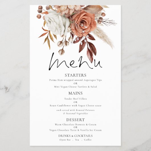 PAPER | Terracotta Florals Wedding Thank You Menu チラシ (正面)