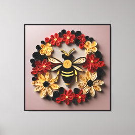 Papercraft Quilling Bee and Floral Design キャンバスプリント