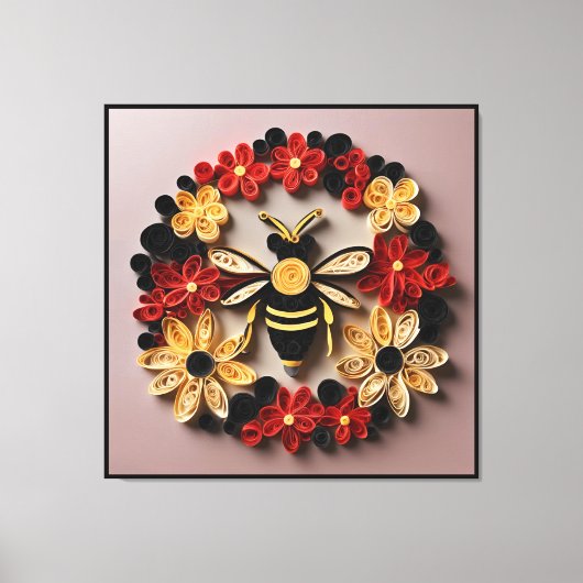 Papercraft Quilling Bee and Floral Design  キャンバスプリント (正面)