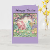 Papercut Style Easter Bunny Greeting Card カード (黄色い花)