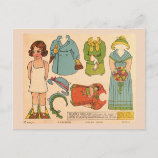 PAPERDOLL GIRL VINTAGE CUTE POSTCARD ポストカード
