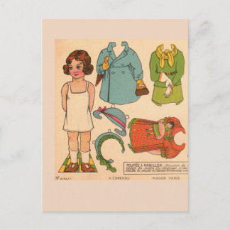 PAPERDOLL GIRL VINTAGE CUTE POSTCARD ポストカード