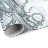 Papgerを包んでいるマットの青いタコ ラッピングペーパー (ロールコーナー)