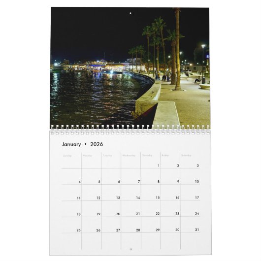 Paphos Night Views 2026 Calendar by Paphos Life カレンダー (1月 2026)
