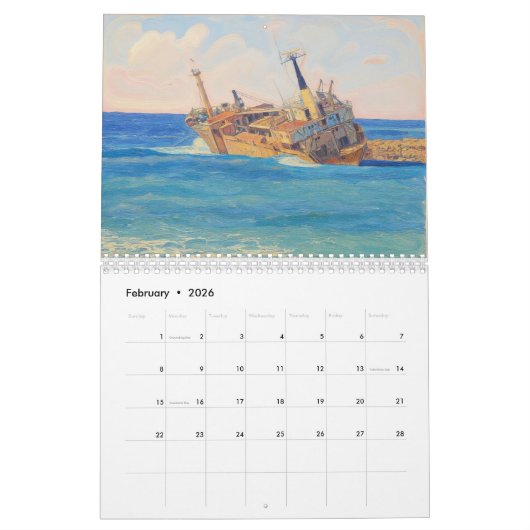 Paphos water colour style Calendar by PaphosLife カレンダー (2月 2026)