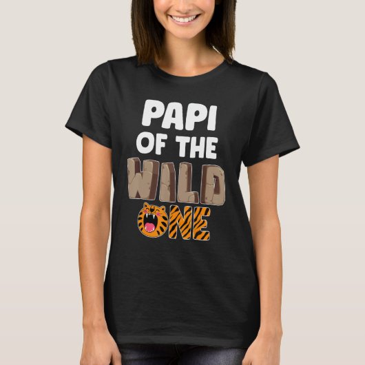 Papi Of The Wild One Zooテーマの誕生日パーティー Tシャツ (正面)